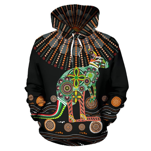 Kangaroo Australian Aboriginal Hoodie PL-Apparel-PL8386-Hoodie-S-Vibe Cosy™