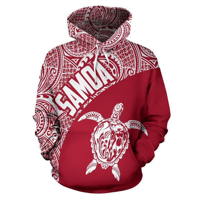 Samoa Hoodie Turtle Mermaid Polynesian Red-ALL OVER PRINT ZIP HOODIES (P)-Phaethon-Hoodie-S-Vibe Cosy™