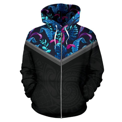 Hawaii Vintage Pattern Hoodie Blue Palm Tree - AH - J9-ALL OVER PRINT ZIP HOODIES (P)-Phaethon-Zip-Up Hoodie-S-Vibe Cosy™