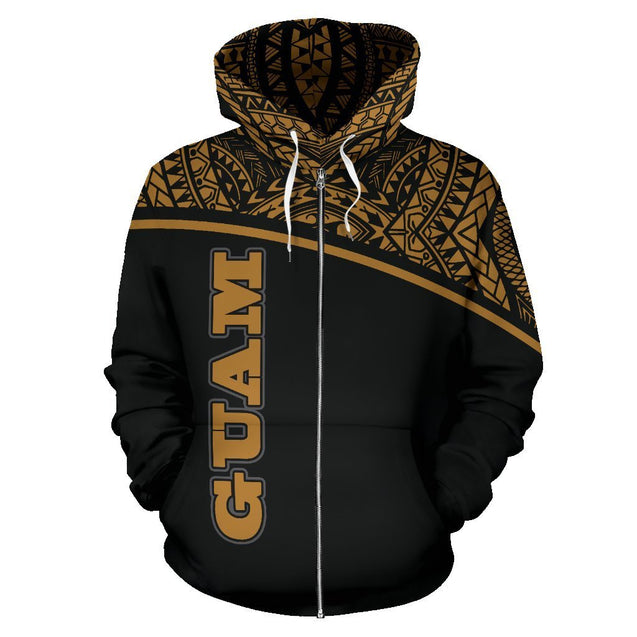 Guam All Over Zip-Up Hoodie - Micronesia Curve Gold Style-ALL OVER PRINT ZIP-UP HOODIES-HP Arts-Zip-Up Hoodie-S-Gold-Vibe Cosy™