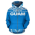 Guam All Over Zip-Up Hoodie - Polynesian Blue And White-ALL OVER PRINT ZIP-UP HOODIES-HP Arts-Zip-Up Hoodie-S-Blue And White-Vibe Cosy™