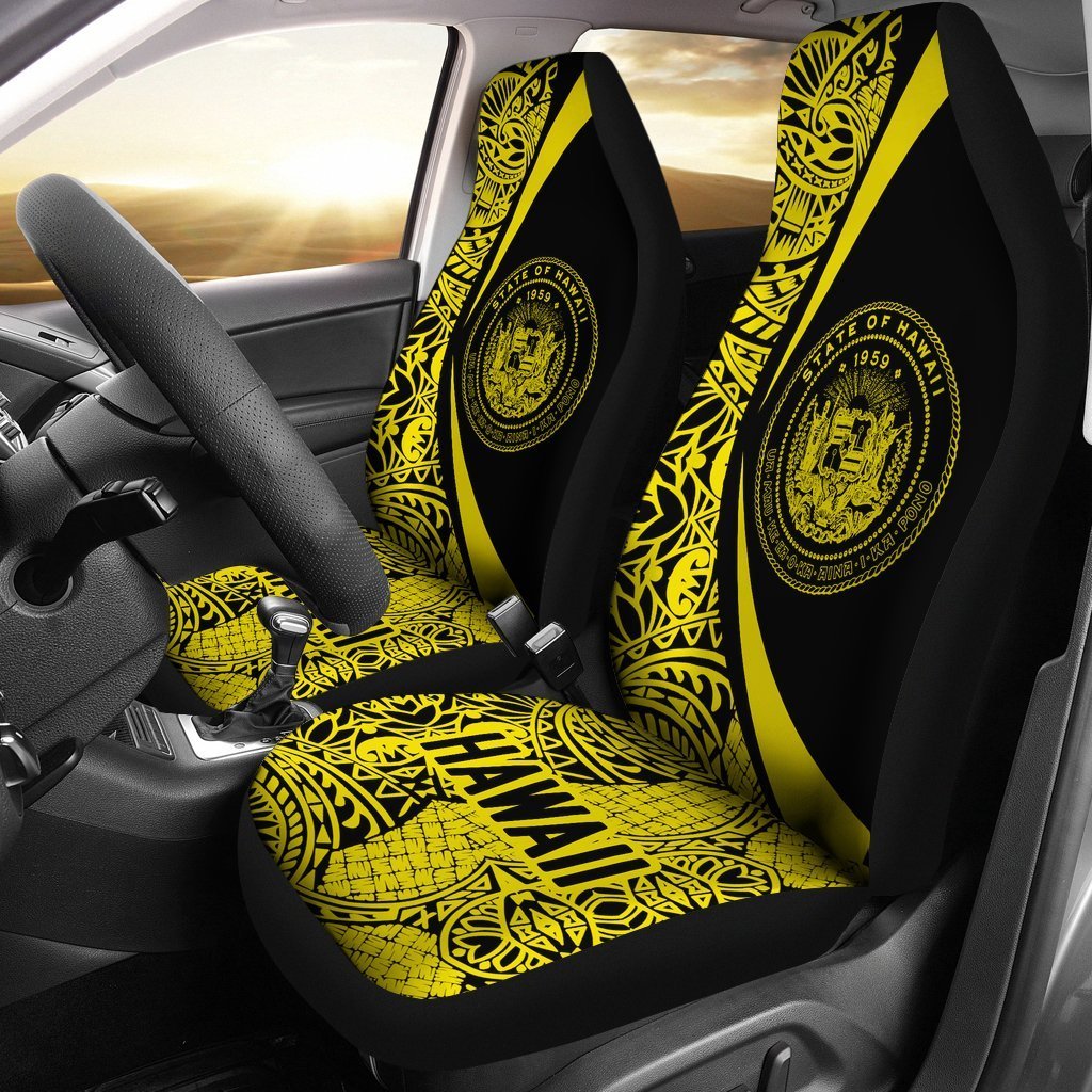 Hawaii Coat Of Arm Polynesian Car Seat Covers - Circle Style 03 J1-CAR SEAT COVERS-Alohawaii-Car Seat Covers-Universal Fit-White-Vibe Cosy™