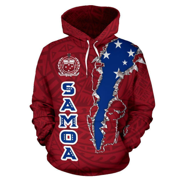 Made By Samoa Hoodie Polynesian K5-ALL OVER PRINT HOODIES (P)-Phaethon-Hoodie-S-Red-Vibe Cosy™
