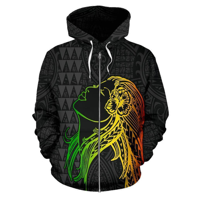 Hula Girl And Turtle Hibiscus Hoodie - AH - J1-ALL OVER PRINT ZIP HOODIES (P)-Phaethon-Zip-Up Hoodie-S-Vibe Cosy™