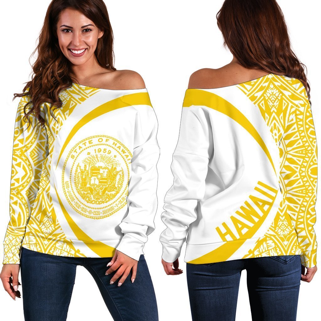 Hawaii Polynesian Women's Off Shoulder Sweater 03 - J4-WOMENS OFF SHOULDER SWEATERS-Phaethon-Women's Off Shoulder Sweater-2XS-White-Vibe Cosy™