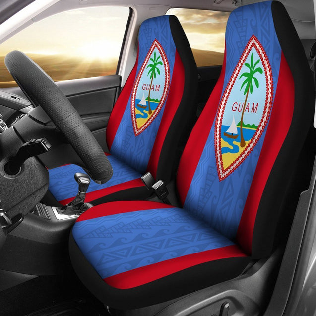 Guam Car Seat Covers - Guam Flag - NN9-CAR SEAT COVERS-Polynesian Print-Guam-Universal Fit-Blue and Red-Vibe Cosy™