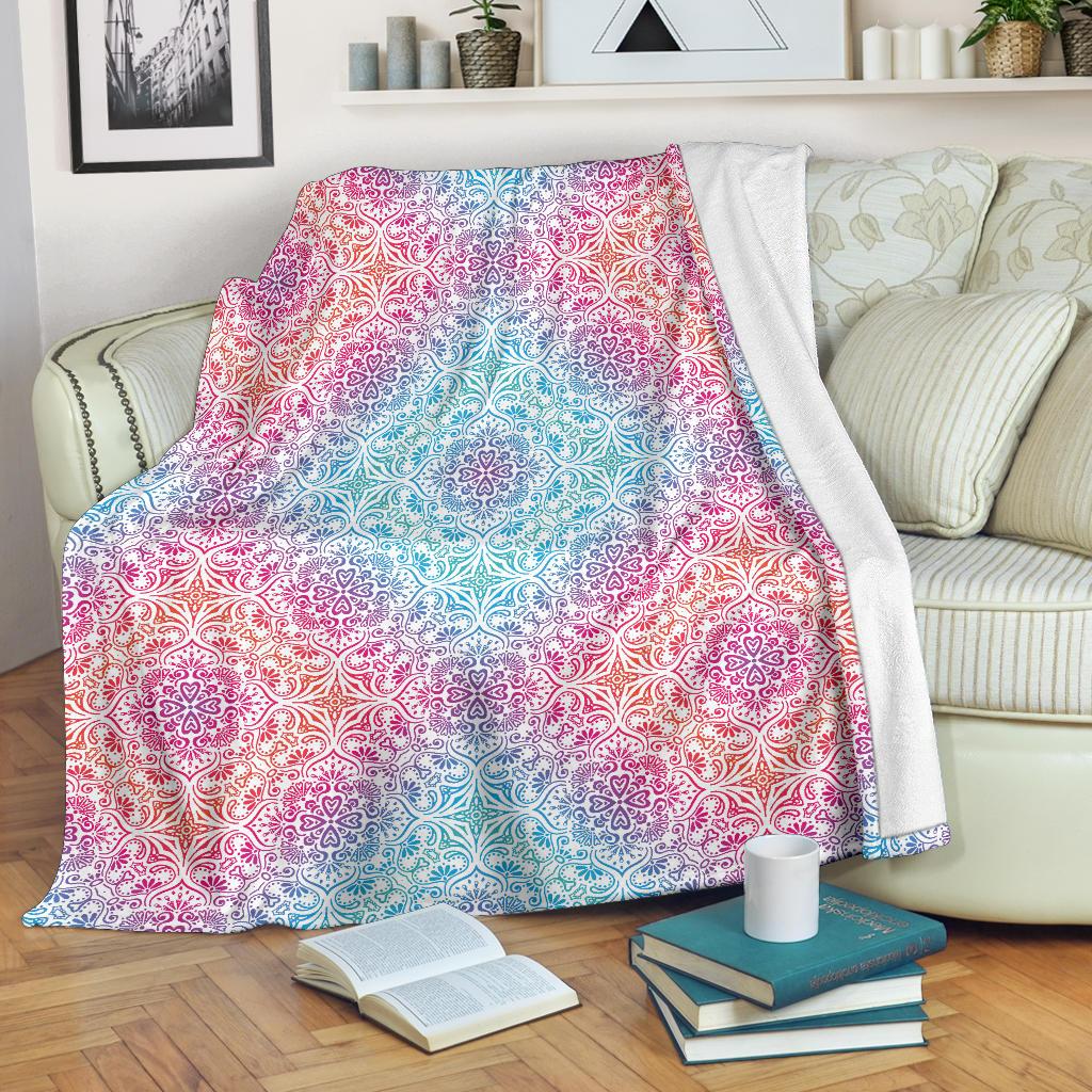 Bohemian Blue Ombre (White) - Throw Blankets-Amaze Style™-Premium BlanketBohemian Blue Ombre (White) - Throw Blankets-Youth (56 x 43 inches / 140 x 110 cm)-Vibe Cosy™