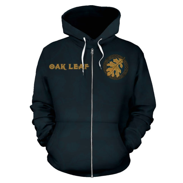 Oak Leaf Viking All Over Zip-Up Hoodie - BN09-ALL OVER PRINT ZIP HOODIES (P)-HP Arts-Zip-Up Hoodie-S-Vibe Cosy™