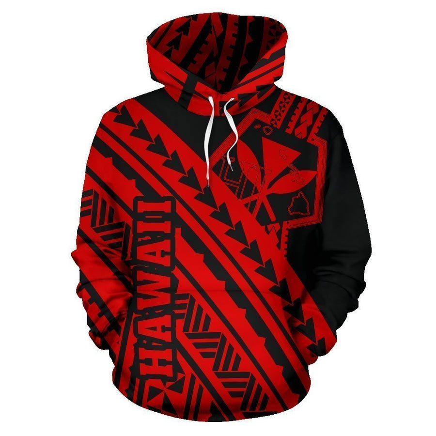 Hawaii Kanaka Polynesian Hoodie - Poly Style Red - AH - J1-ALL OVER PRINT HOODIES (P)-Phaethon-Hoodie-S-Vibe Cosy™