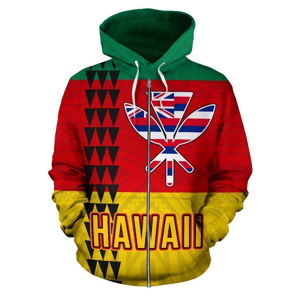 Hawaii Kanaka Flag Hoodie - AH-ALL OVER PRINT ZIP HOODIES (P)-Phaethon-Zip-Up Hoodie-S-Vibe Cosy™