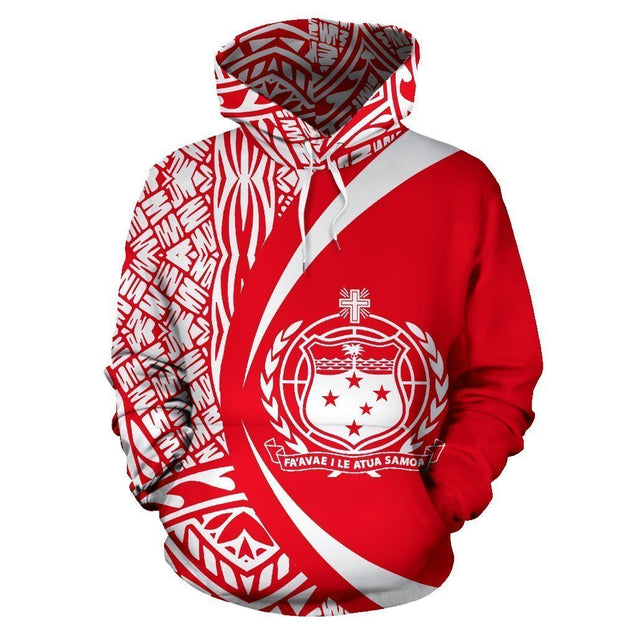 Samoa Polynesian Hoodie - Circle Style White And Red Color-ALL OVER PRINT HOODIES (P)-Phaethon-Hoodie-S-Vibe Cosy™