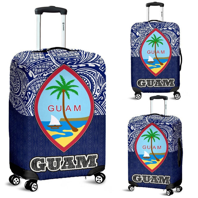 Guam Luggage Cover - Polynesian Design - BN09-LUGGAGE COVERS-polynesianprint-Guam-Small 18-22 in / 45-55 cm-Black-Vibe Cosy™