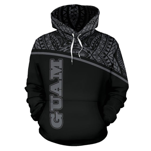 Guam All Over Hoodie - Micronesia Curve Grey Style-ALL OVER PRINT HOODIES-HP Arts-Hoodie-S-Grey-Vibe Cosy™