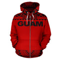 Guam All Over Zip-Up Hoodie - Polynesian Red And Black-ALL OVER PRINT ZIP-UP HOODIES-HP Arts-Zip-Up Hoodie-S-Red And Black-Vibe Cosy™