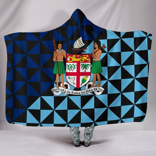 Fiji Polynesian Hooded Blanket Coat Of Arms-Apparel-Khanh Arts-Hooded Blanket-Youth 49.6x59.05-Vibe Cosy™