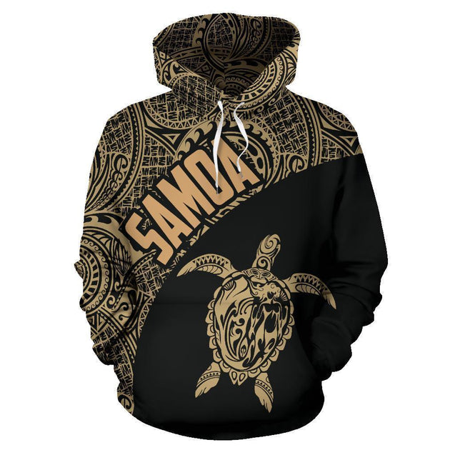 Samoa Hoodie Turtle Mermaid Polynesian Gold-ALL OVER PRINT HOODIES (P)-Phaethon-Hoodie-S-Vibe Cosy™