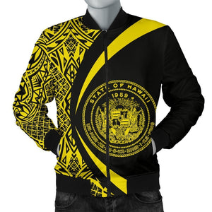 Hawaii Coat Of Arm Polynesian Men's Bomber Jacket-BOMBER JACKETS (P)-PL8386-Men's Bomber Jacket-S-White-Vibe Cosy™