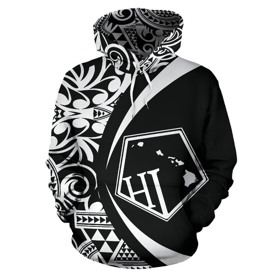 Hawaii Polynesian Tribal Hoodie - Circle Style White Color 2.0 - AH-ALL OVER PRINT HOODIES (P)-Phaethon-Hoodie-S-Vibe Cosy™