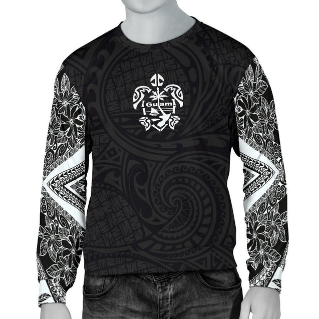 Guam Men's Sweater - Polynesian Turtle - BN09-SWEATERS-HP Arts-Guam-S-Black-Vibe Cosy™