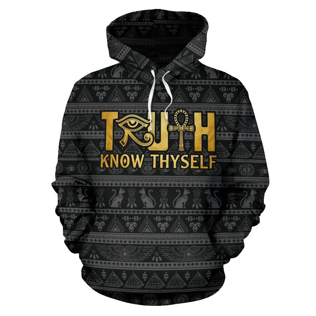 African Hoodie - African Truth Know Thyself Hoodie-ALL OVER PRINT HOODIES-HPArt-Men-S-Black-Vibe Cosy™