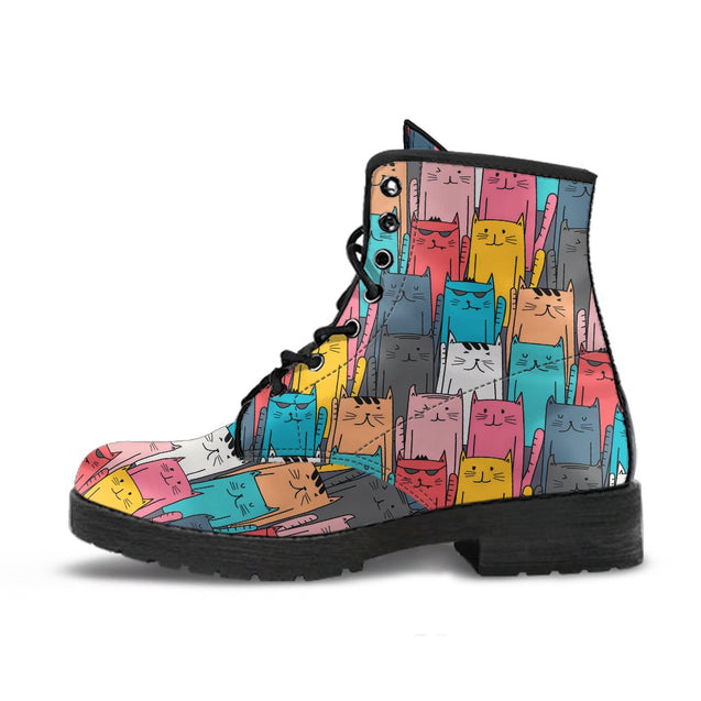 Cool Kitty Cats P1 - Vegan Leather Boots-Amaze Style™-Women's Leather Boots - Cool Kitty Cats P1 - Vegan Leather Boots-US5 (EU35)-Vibe Cosy™