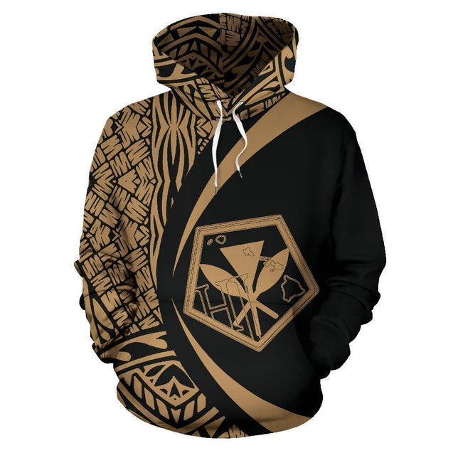 Kanaka Polynesian Tribal Hoodie - Circle Style Golden Color - AH-ALL OVER PRINT HOODIES (P)-Phaethon-Hoodie-S-Vibe Cosy™