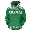 Guam All Over Zip-Up Hoodie - Polynesian Green And White-ALL OVER PRINT ZIP-UP HOODIES-HP Arts-Zip-Up Hoodie-S-Green And White-Vibe Cosy™