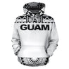 Guam All Over Hoodie - Polynesian White And Black-ALL OVER PRINT HOODIES-HP Arts-Hoodie-S-White And Black-Vibe Cosy™