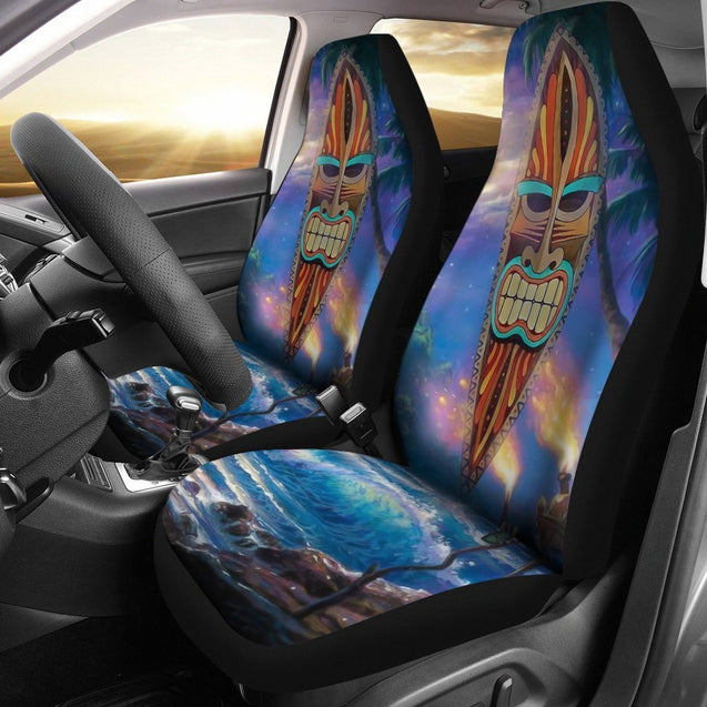 Tiki Night Background Car Seat Covers - AH - TH3-CAR SEAT COVERS-Alohawaii-Car Seat Covers-Universal Fit-White-Vibe Cosy™