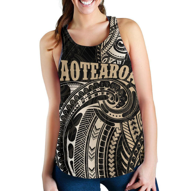 Maori Tattoo with Map New Zealand Women's Racerback Tank K4-WOMENS RACERBACK TANK-HD09-Racerback Tank Top - .-XS-Vibe Cosy™