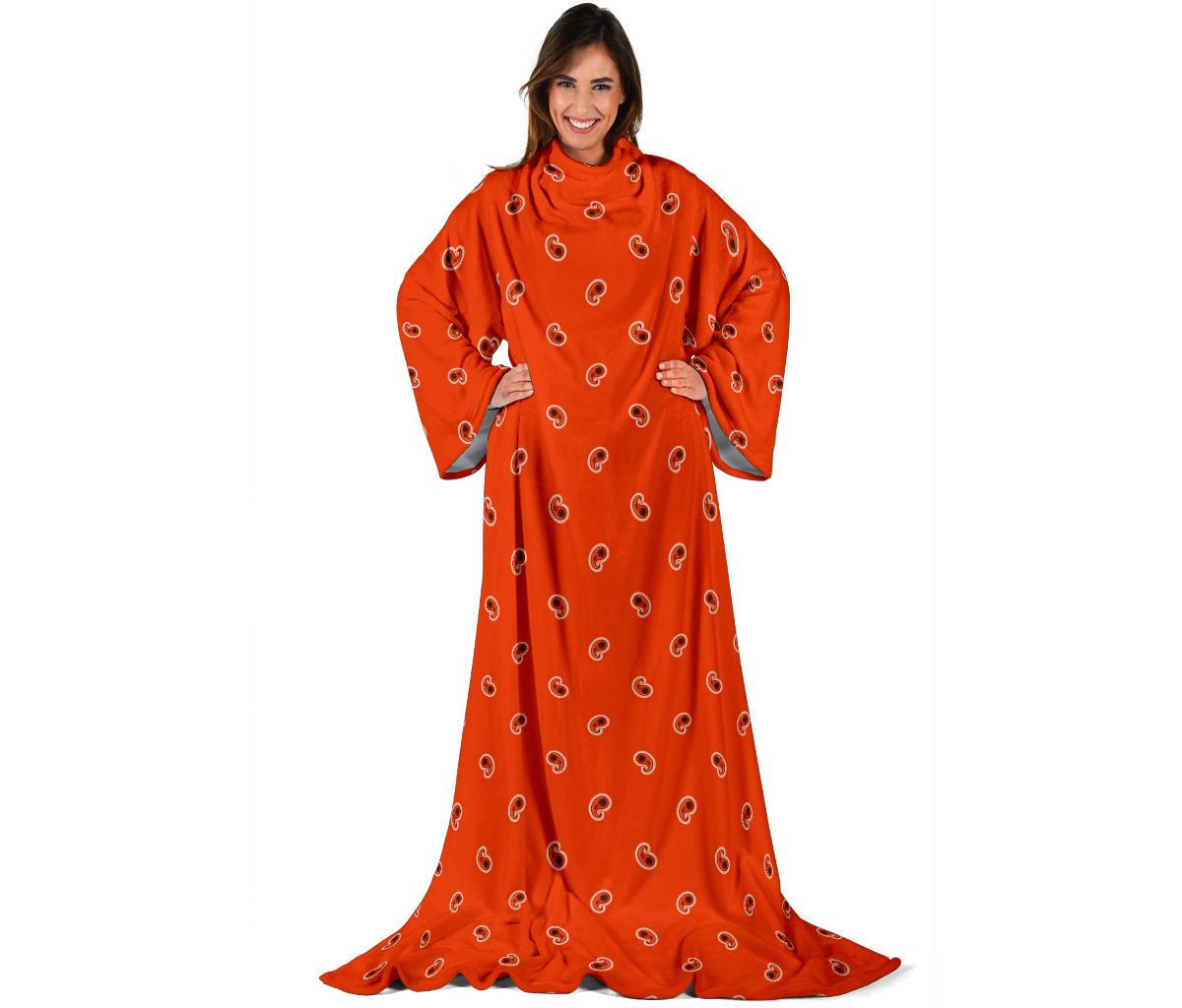 Perfect Orange Paisley Monk Blankets-Amaze Style™-Sleeve Blanket - Perfect Orange Paisley Monk Blankets-Adult 69"X53"-Vibe Cosy™