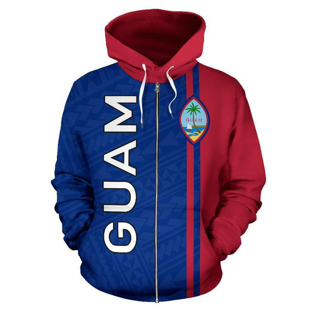 Guam All Over Zip-Up Hoodie - Polynesian Straight Version-ALL OVER PRINT ZIP-UP HOODIES-HP Arts-Zip-Up Hoodie-S-Blue-Vibe Cosy™