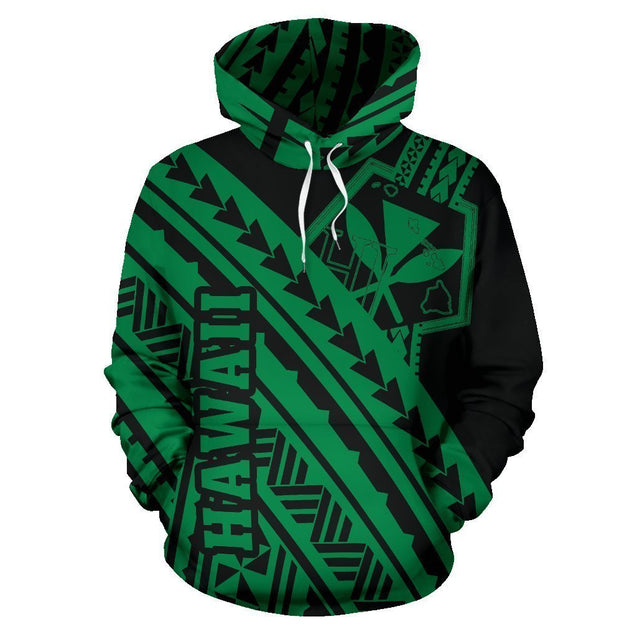 Hawaii Kanaka Polynesian Hoodie - Poly Style Green - AH - J1-ALL OVER PRINT HOODIES (P)-Phaethon-Hoodie-S-Vibe Cosy™