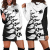 Aotearoa Silver Fern Koru Style Hoodie Dress Black White K4-Apparel-HD09-Hoodie Dress-S-Vibe Cosy™