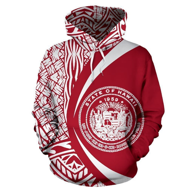 Hawaii Polynesian Hoodie - Circle Style 04 - White And Red Color AH-ALL OVER PRINT HOODIES (P)-Phaethon-Hoodie-S-Vibe Cosy™