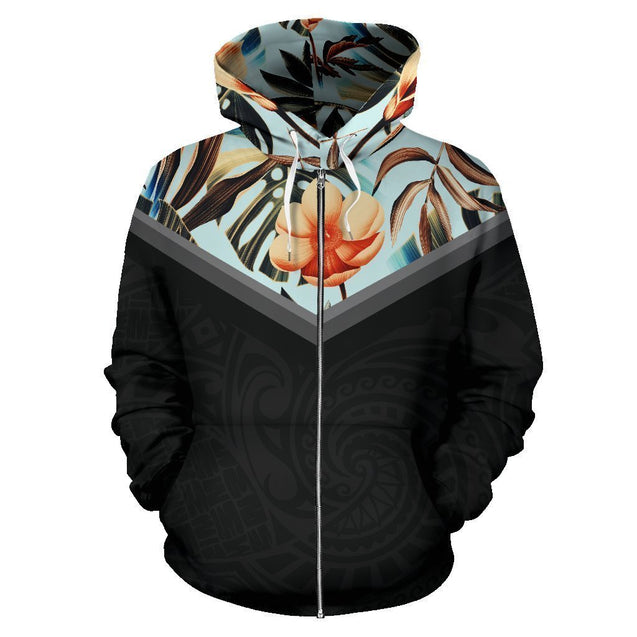 Hawaii Vintage Pattern Hoodie Flower - AH - J9-ALL OVER PRINT ZIP HOODIES (P)-Phaethon-Zip-Up Hoodie-S-Vibe Cosy™