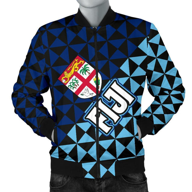 Fiji Polynesian Men Bomber Jacket Coat Of Arms-Khanh Arts-Men's Bomber Jacket-S-Vibe Cosy™