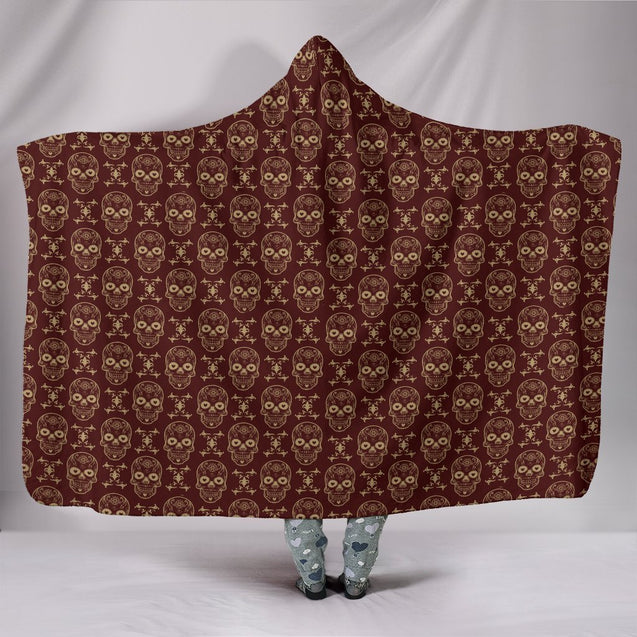 Custom Hoodie Blanket - Sugar Skulls-6teenth World™-Hooded Blanket-Youth 60"x45"-Vibe Cosy™