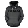 Guam All Over Zip-Up Hoodie - Polynesian Grey And BlacK-ALL OVER PRINT ZIP-UP HOODIES-HP Arts-Zip-Up Hoodie-S-Grey And Black-Vibe Cosy™