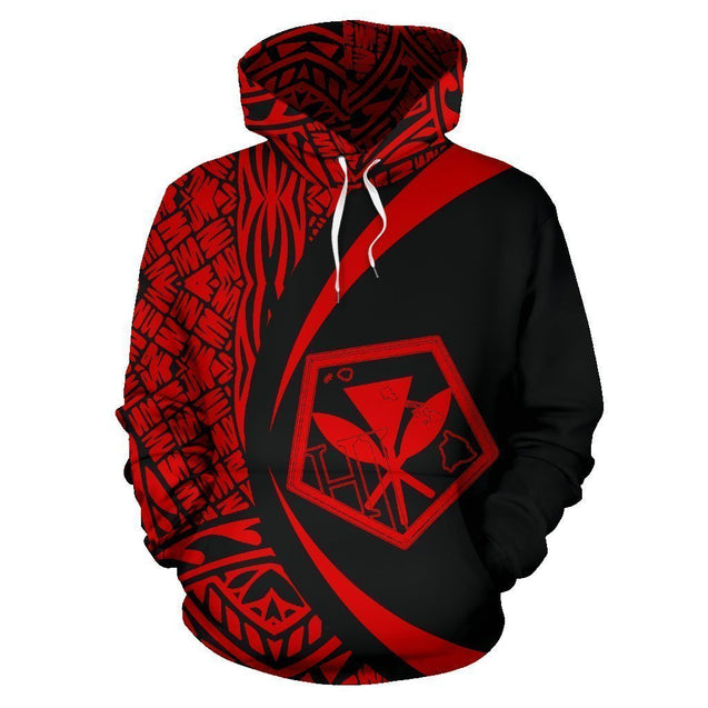 Kanaka Polynesian Tribal Hoodie - Circle Style Red Color - AH-ALL OVER PRINT HOODIES (P)-Phaethon-Hoodie-S-Vibe Cosy™