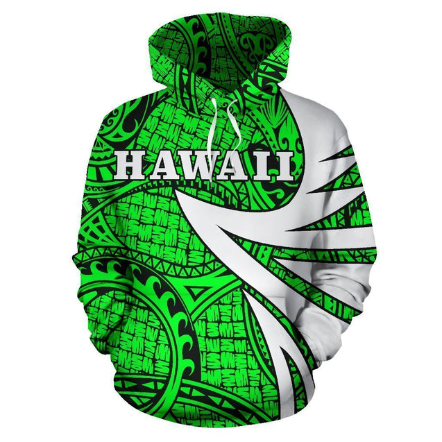 Hawaii Turtle Polynesian Hoodie - Green - Warrior Style - AH J9-ALL OVER PRINT HOODIES (P)-Phaethon-Hoodie-S-Vibe Cosy™