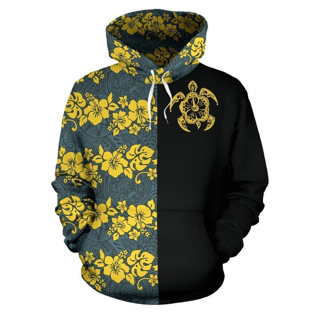 Hawaii Hoodie Turtle Hibiscus The Half TH3-ALL OVER PRINT HOODIES (P)-Phaethon-Hoodie-S-Vibe Cosy™