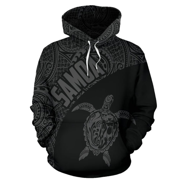 Samoa Hoodie Turtle Mermaid Polynesian Wave - Gray Version-ALL OVER PRINT HOODIES (P)-Phaethon-Hoodie-S-Vibe Cosy™