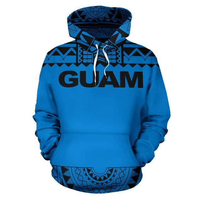 Guam All Over Hoodie - Polynesian Blue And Black-ALL OVER PRINT HOODIES-HP Arts-Hoodie-S-Blue And Black-Vibe Cosy™