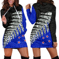 New Zealand Silver Fern Hoodie Dress Blue K4-Apparel-HD09-Hoodie Dress-S-Vibe Cosy™