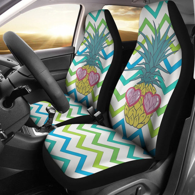 Pineapple Car Seat Covers 01 - AH-CAR SEAT COVERS-Alohawaii-Car Seat Covers-Universal Fit-White-Vibe Cosy™
