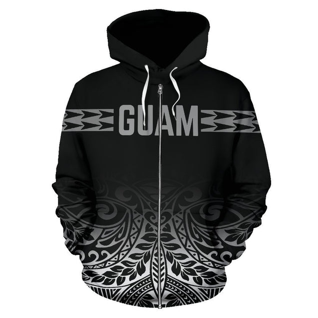 Guam All Over Zip-Up Hoodie - Polynesian Fog-ALL OVER PRINT ZIP-UP HOODIES-HP Arts-Zip-Up Hoodie-S-Black-Vibe Cosy™