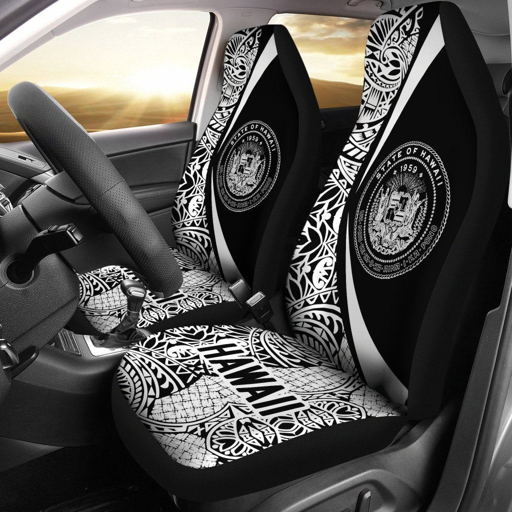 Hawaii Coat Of Arm Polynesian Car Seat Covers - Circle Style 01 J1-CAR SEAT COVERS-Alohawaii-Car Seat Covers-Universal Fit-White-Vibe Cosy™