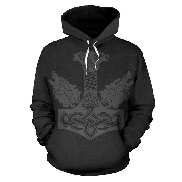 Thor s hammer Hoodie Patterns Viking TH5-ALL OVER PRINT HOODIES (P)-HP Arts-Hoodie-S-Black-Vibe Cosy™