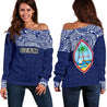 Guam Women's Off Shoulder Sweater - Polynesian Design-WOMENS OFF SHOULDER SWEATERS-HP Arts-Guam-2XS-Black-Vibe Cosy™